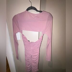 White Fox Boutique Pink Backless Ruched Dress